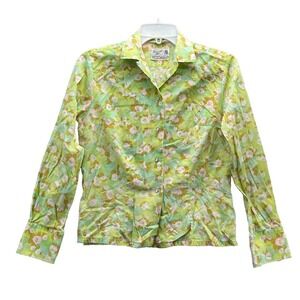 Vintage Panhandle Slim Western Shirt Womens 14 Fitted Pearl Snap 70s Cowgirl USA